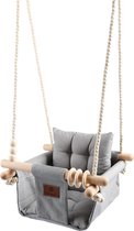 Luxe Baby / Kinder Schommel voor binnen of buiten! - Baby Swing Licht Grijs - Schommelstoel inclusief Zachte Kussens, Veiligheidsriem en Bevestigingsmaterialen - Gemonteerd Verzond