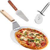 Pizzaschep - Pizzaplank - Pizzasnijder - 3 delige set - RVS