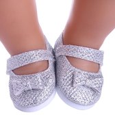 Dolldreams | Schoentjes geschikt voor Baby born pop - Zilveren schoenen met strikje - Poppenschoentjes 7 cm