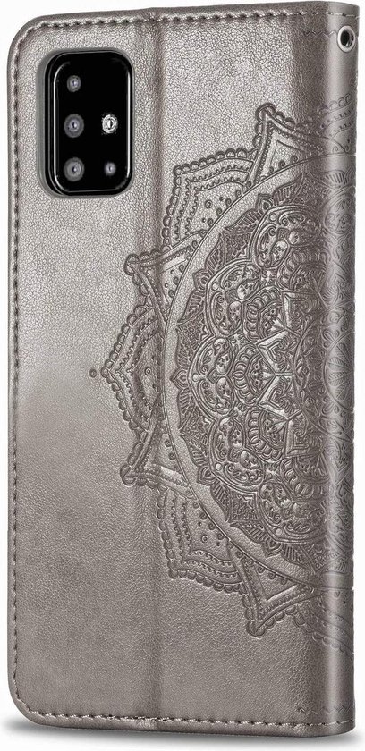 Bookcase Samsung Galaxy A51 - Grijs - Fleurs - Etui Portefeuille