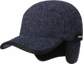 Stetson baseball cap wollen winterpet met oorwarmers kleur blauw maat L