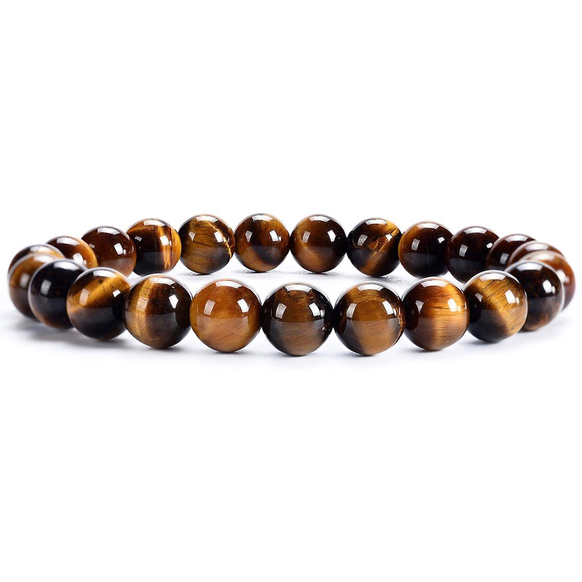 Victorious Natuurstenen Kralen Armband – Heren Armband – Dames Armband – Tijgeroog - Bruin/Zwart – 17cm
