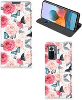 Flipcase Cadeautjes voor Moederdag Xiaomi Redmi Note 10 Pro Smartphone Hoesje Butterfly Roses