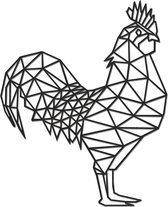 Hout-Kado - Haan - Kip - Large - Zwart - Geometrische dieren en vormen - Hout - Lasergesneden- Wanddecoratie