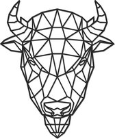 Hout-Kado - Bizon - Large - Zwart - Geometrische dieren en vormen - Hout - Lasergesneden- Wanddecoratie