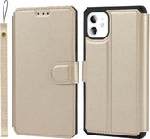 Effen textuur horizontale flip PU lederen tas met houder & kaartsleuven & fotolijst & portemonnee & riem voor iPhone 11 (goud)