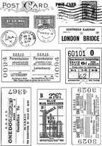 Vintage Tickets and Postmarks Unmounted Rubber Stamp (CI-239)