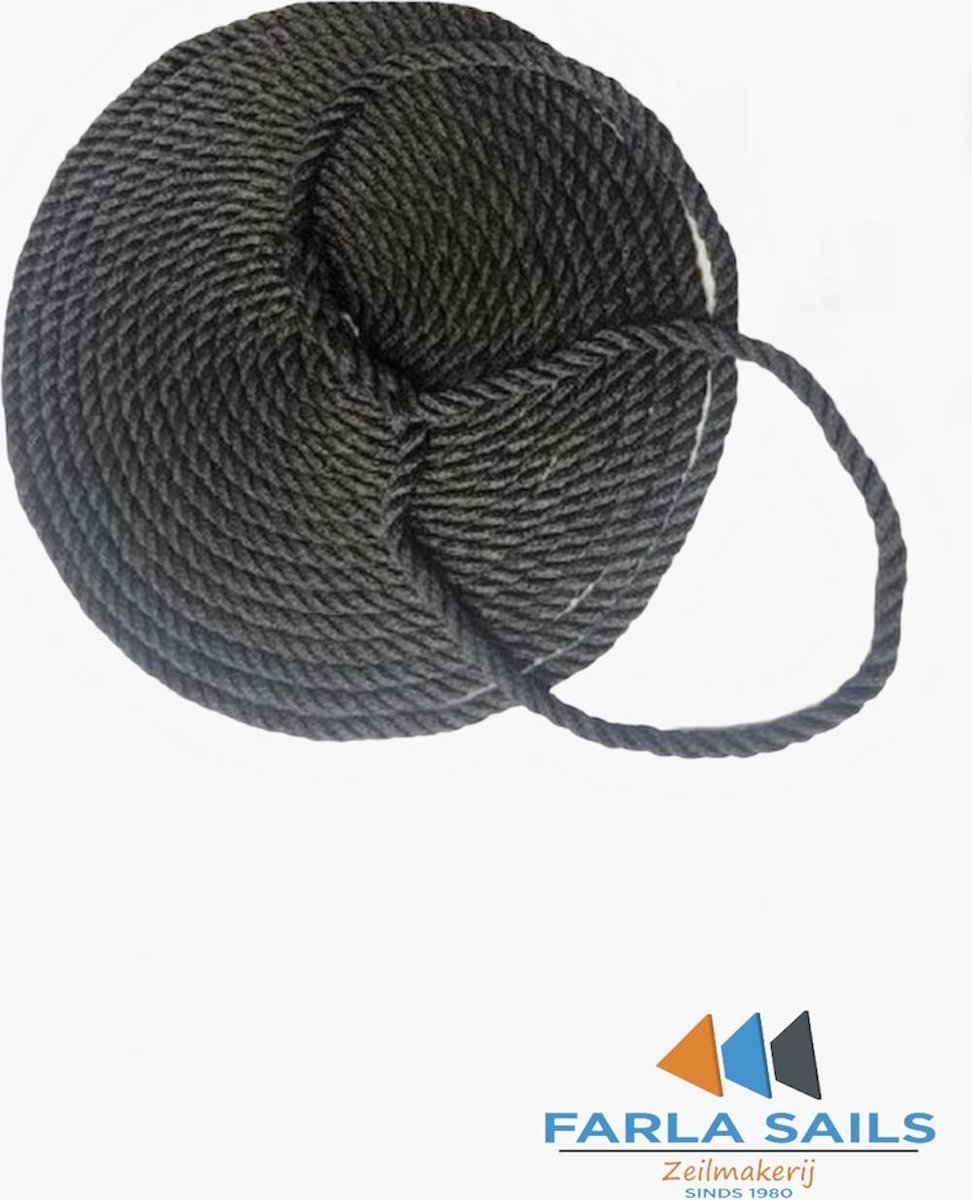 4x landvast met oog-landvast- 5 meter - zwart-10mm