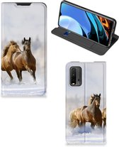 Wallet Book Case Xiaomi Poco M3 | Redmi 9T Smart Cover Hoesje Paarden