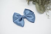 Haarstrik Satijn - Jeans blauw - Haarclip - Bows and Flowers