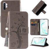 Voor Samsung Galaxy Note10+ Reliëf Lucky Tree Horizontale Flip Lederen Case met Houder & Kaartsleuf & Portemonnee & Lanyard (Grijs)