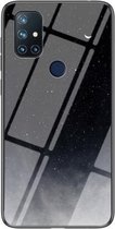 Voor OnePlus N10 5G Sterrenhemel Geschilderd Gehard Glas TPU Schokbestendig Beschermhoes (Star Crescent Moon)