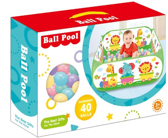 Ballenbak Incl 40 Stuks Ballenbak ballen - Dieren trein print - Ballenbak met 40 ballen voor ballenbak van Merkloos — afbeelding 2
