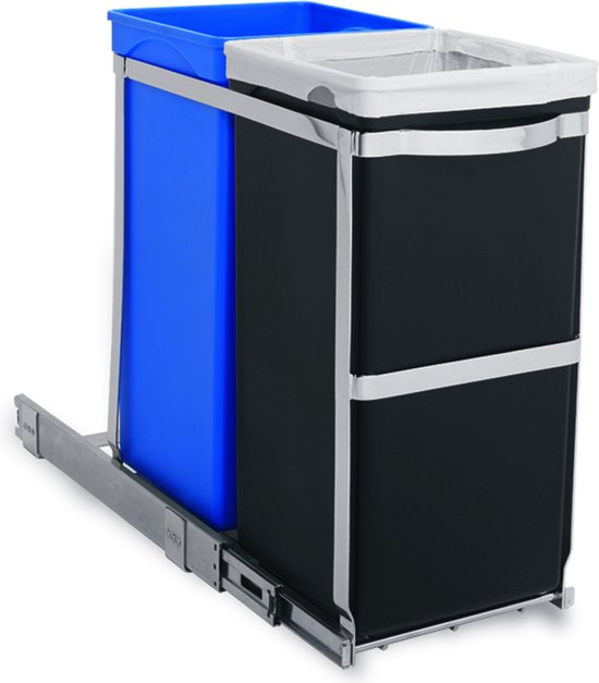 Simplehuman Prullenbak Pull Put Inbouw 20+15 l - Zwart
