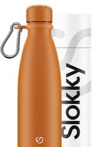 Slokky - Matte Orange Thermosfles, Dop & Karabijnhaak - 500ml