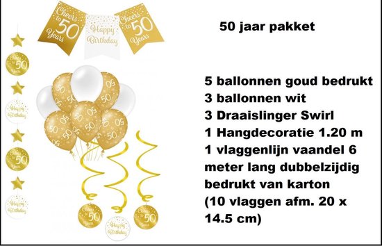 voorspelling Tweede leerjaar Lauw 50 Jaar verjaardag Feestpakket 4 delig - thema feest festival ballon  vlaglijn party... | bol.com