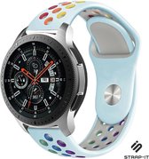 Siliconen Smartwatch bandje - Geschikt voor  Samsung Galaxy Watch sport band 45mm / 46mm - lichtblauw kleurrijk - Strap-it Horlogeband / Polsband / Armband