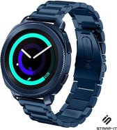 Stalen Smartwatch bandje - Geschikt voor  Samsung Gear Sport stalen band - blauw - Strap-it Horlogeband / Polsband / Armband