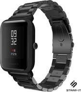 Stalen Smartwatch bandje - Geschikt voor  Xiaomi Amazfit Bip stalen band - zwart - Strap-it Horlogeband / Polsband / Armband