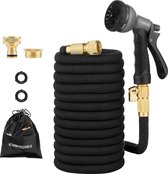 tuinslangen,waterslang met afsluitklep, 8 patroonfuncties sproeikop,30M/ 100FT verlengbare tuinslang met dubbele kern latex, 3/4"& 1/2" massieve messing fittingen, niet-knikbare extra sterke 