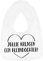 Hospitrix Slabbetje met Tekst "Jullie Krijgen een Kleindochter!" Wit - Cadeau Zwangerschap - Baby Kwijldoek - Kwijllap - Morslap - Bavette