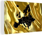 Toile Peintures Carte Europe - Zwart - Or - 30x20 cm - Décoration murale