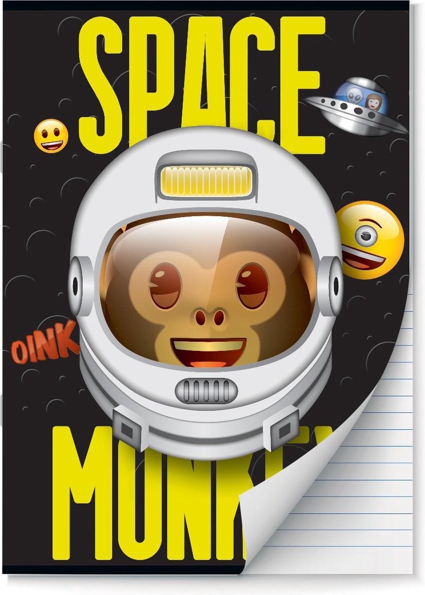 Emoji - Space Monkey schriften Lijn A4 - 2 stuks