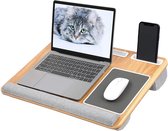 Laptop Tray met Kussen, Ingebouwd Muismat en Pols Pad voor Notebook tot 17" met Tablet, Pen en Telefoonhouder
