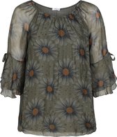 Blouse in viscose en zijde met een zonnebloemmotief