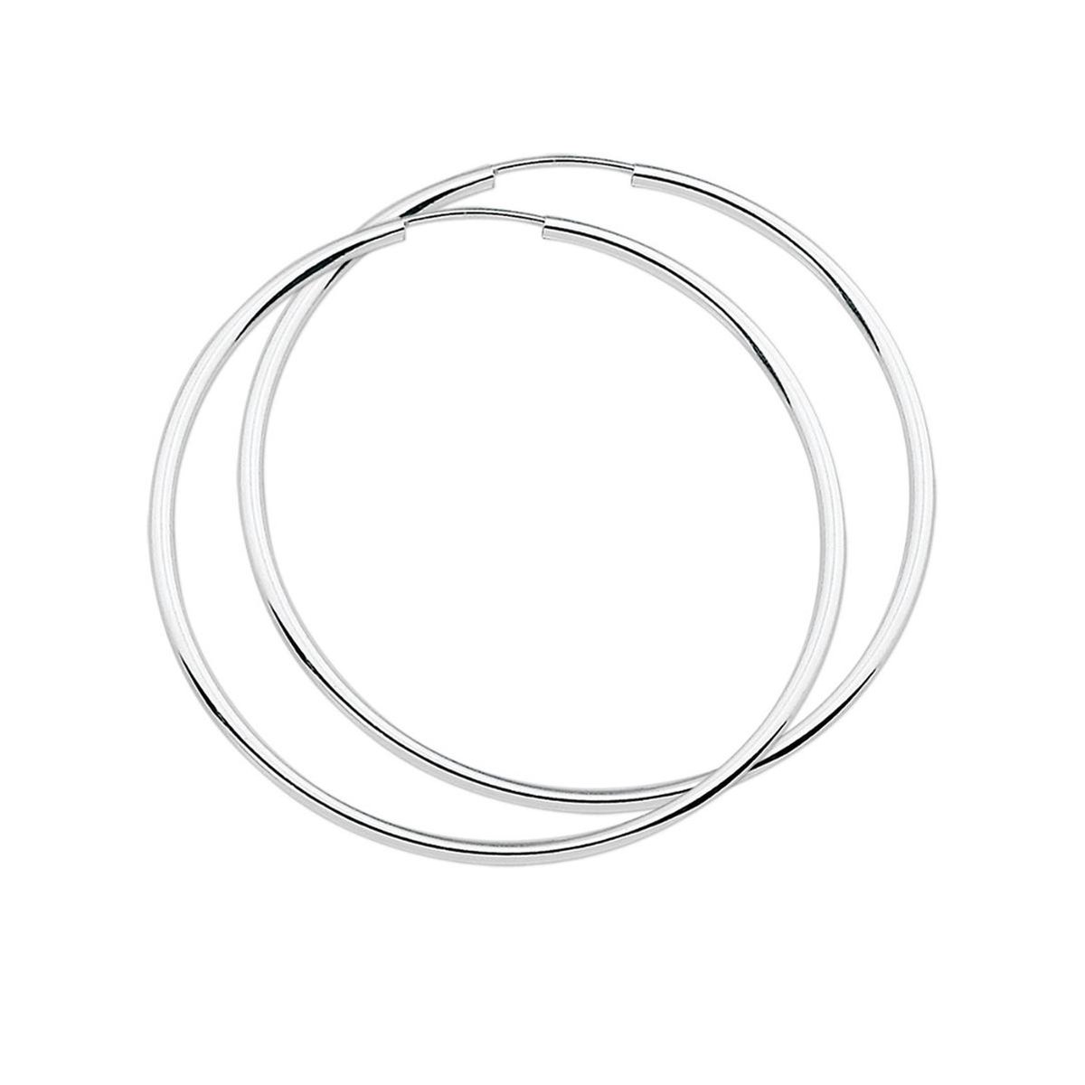 YO&NO - Oorbellen - Zilver - Oorringen - Ronde buis - 1.5mm - 75mm - Sieraden vrouw - Gerhodineerd - 925 Zilver