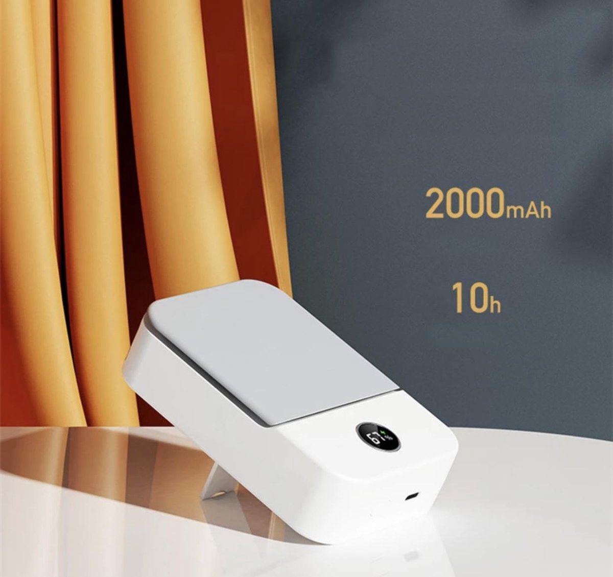 Draagbare nek ventilator - Krachtige USB Draagbare Ventilator | Mini ventilator | Tafel Ventilator | Draagbare Fan | Nek Fan wit — afbeelding 5