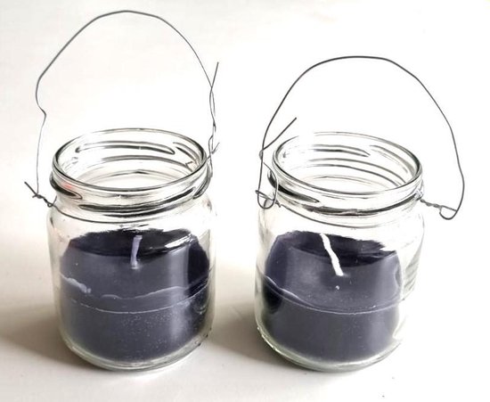 Cactula superleuke glazen hangpotjes met kaars zwart 2 stuks