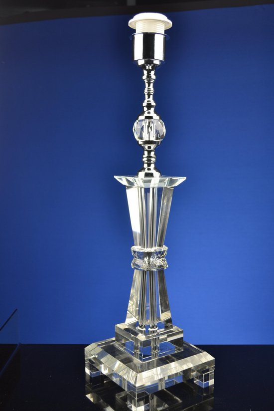 Tafel lamp Lubna Helder kristal nu met gratis lampenkap en led spaarlamp