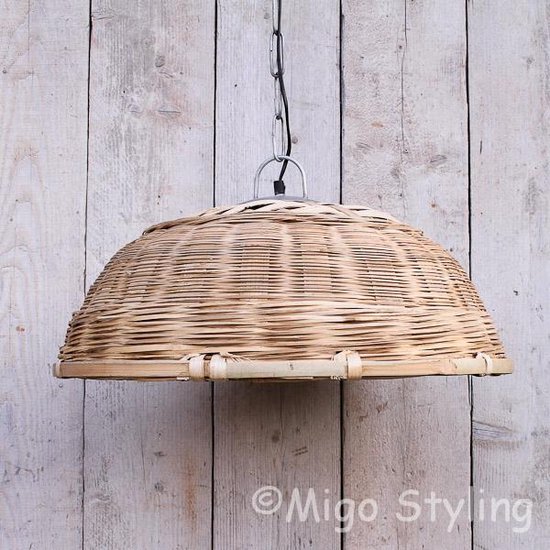 Hanglamp - Riet - Bamboe - Ijzer - Naturel - Tuin - Overkapping - Dia 58 cm  | bol.com