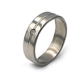 Stalen ring unisex met klein steentje maat 19
