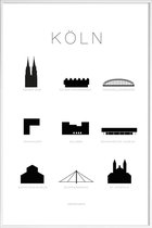 JUNIQE - Poster met kunststof lijst Köln -30x45 /Wit & Zwart