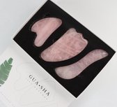 gua sha - kaaklijn trainer - 3 verschillende stenen - rozenkwarts - strakkere huid - gua sha set - ontspanning en huidverzorging
