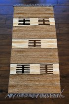 Handgemaakt Kelim vloerkleed 70 cm x 140 cm - Naturel Wol tapijt Kilim Uit Egypte - Handgeweven Loper tapijt - Woonkamer tapijt