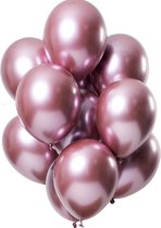 Ballonnen Verjaardag Versiering Balonnen ballon Party Feest Metallic - Decoratie - 12 stuks - Donker Roze - Lets Decorate®
