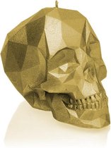 Geel Goud gelakte Candellana figuurkaars, design: Schedel Poly Hoogte 12 cm (70 uur)