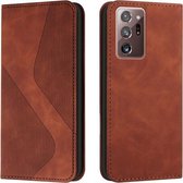 Voor Samsung Galaxy Note20 Ultra Skin Feel Magnetisch S-type Effen Kleur Horizontale Flip Lederen Case met Houder & Kaartsleuf & Portemonnee (Bruin)