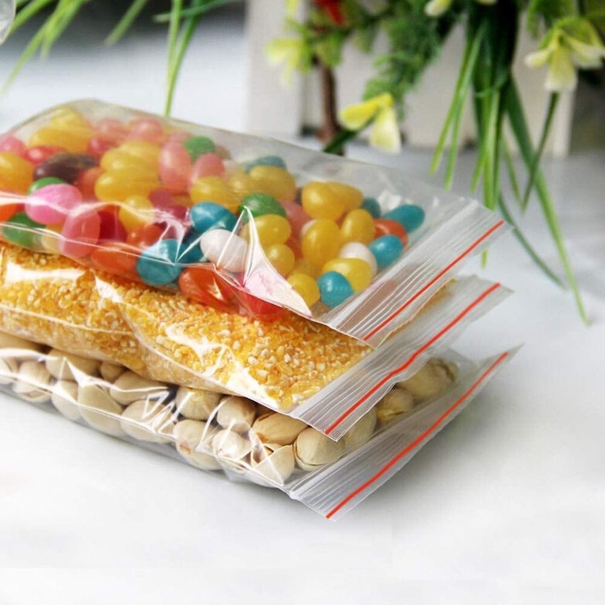 100pcs Petit Sac Bonbon Transparent Plastique Pochette Sachets Cellophane  Auto-adhésifs Sachet d'Emballage Biscuit Sandwich