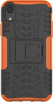 GadgetBay Shockproof Autoband hoesje TPU iPhone XR Case met Standaard - Oranje