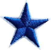 Ster blauw strijk embleem - patch - patches - stof & strijk applicatie