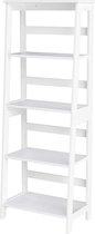 boekenkast, staande kast, ladderkast, trapvormige plank met 4 verdiepingen, badkamerrek, multifunctioneel rek voor woonkamer, balkon, wit LLS90WT