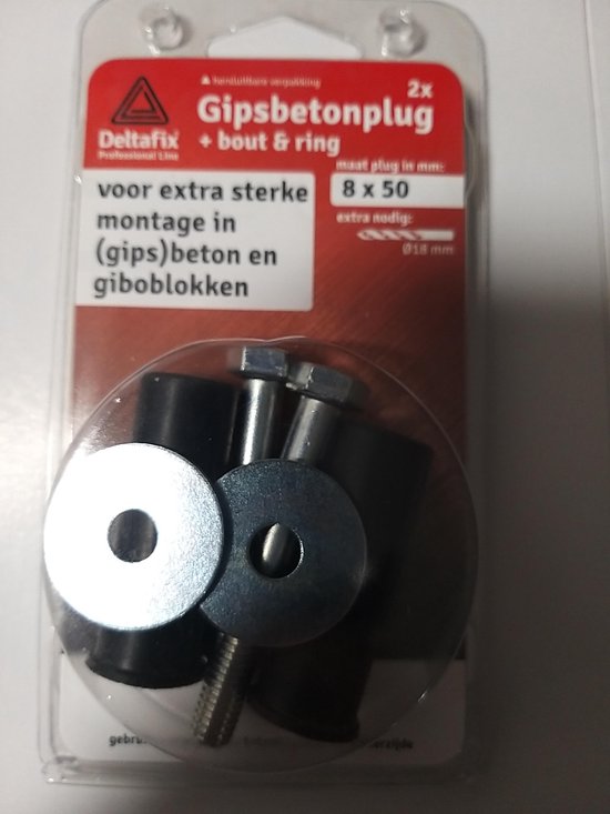 Deltafix gipsbetonplug rubber 8 x 50 x 18 2 sets | bol
