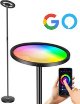 Glarity Vloerlamp Vloerlampen Woonkamer Smart Lamp - Google Home - Amazon Echo - Smart Life – Via Telefoon En Spraak Bedienbaar – Zwart