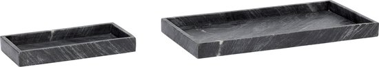 HÜBSCH INTERIOR - Tray van antraciet marmer, set - 50x25xh4 30x15xh2cm