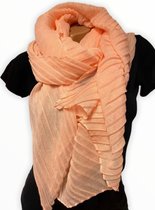 Geribbelde Dames Sjaal - Licht Roze - Zalmkleurig - 185 x 80 cm