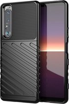 Sony Xperia 1 III Hoesje Twill Thunder TPU Back Cover Zwart